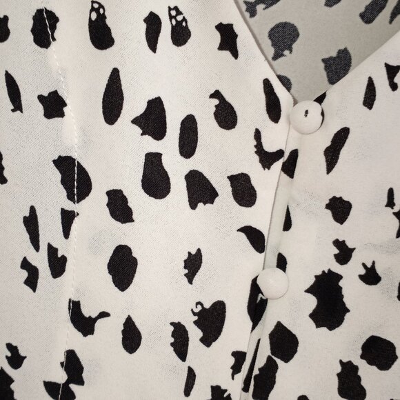 Animal Print Black & White Short Sleeve Blouse Size XXL 100% Polyester - Picture 9 of 11